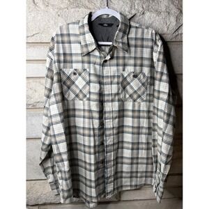 Wrangler Mens XL Plaid Button Down Shirt Long Sleeve Cream Tan HXP3LWW